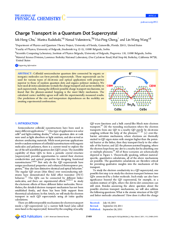 (PDF) Charge Transport in a Quantum Dot Supercrystal