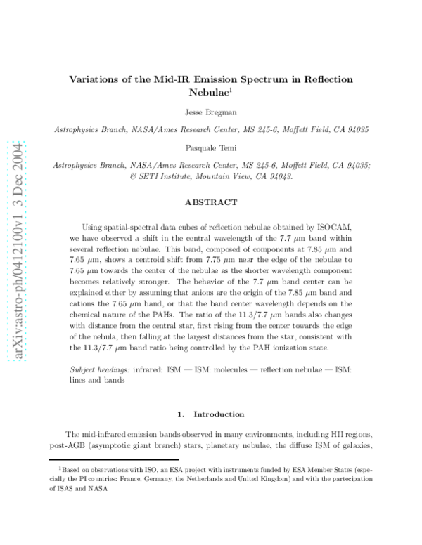 (PDF) Variations of the Mid‐Infrared Emission Spectrum in Reflection ...