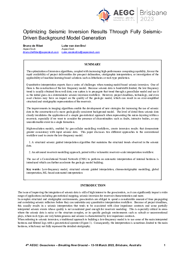 (PDF) Optimizing Seismic Inversion Results Through Fully SeismicDriven ...