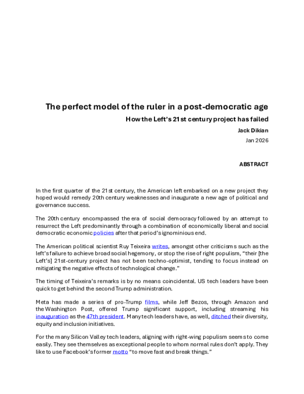 (PDF) The perfect model of the ruler in a post-democratic age