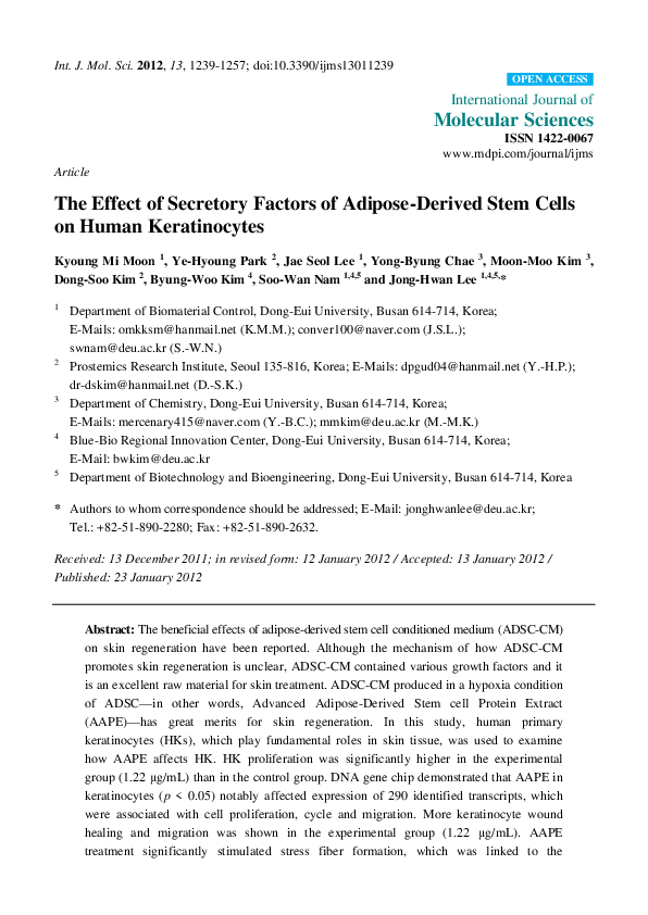 (PDF) The Effect of Secretory Factors of Adipose-Derived Stem Cells on ...