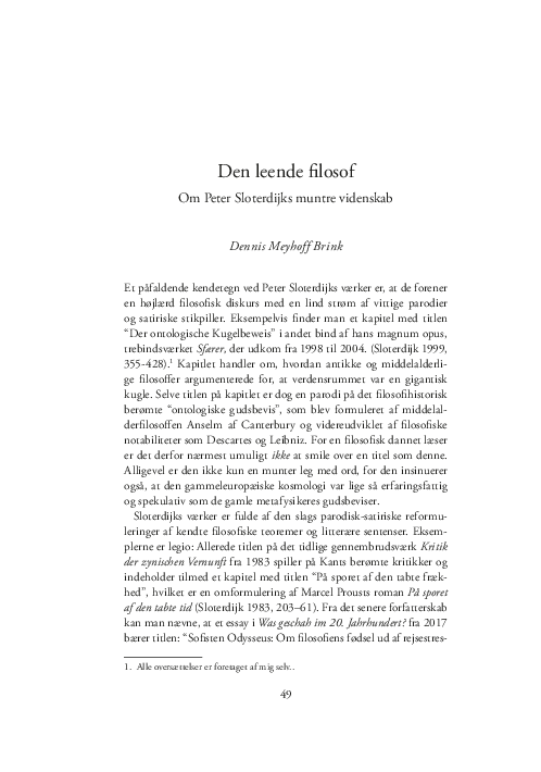 (PDF) Den leende filosof Om Peter Sloterdijks muntre videnskab