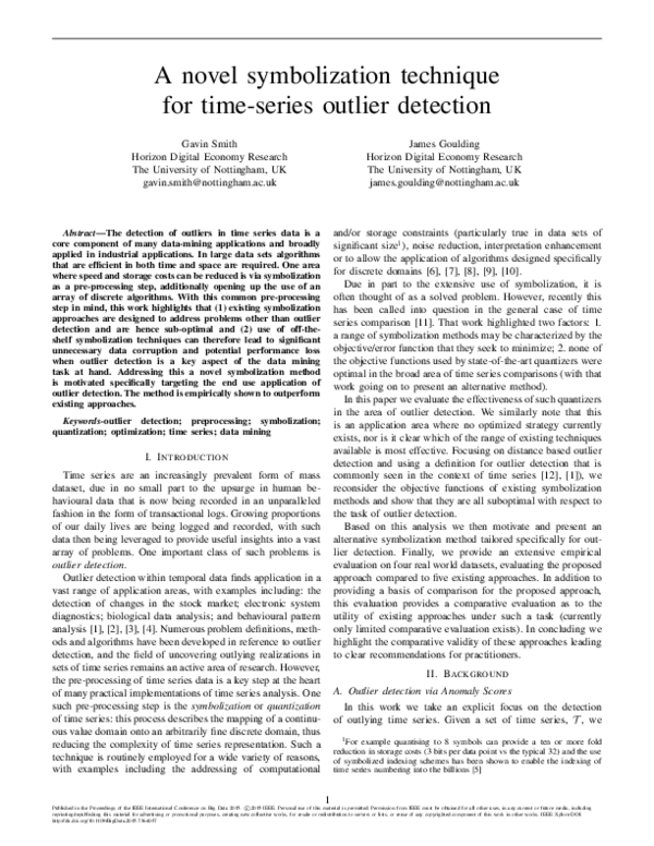 (PDF) A novel symbolization technique for time-series outlier detection