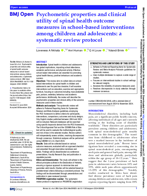 (PDF) Psychometric properties and clinical utility of spinal health ...