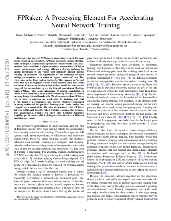 (PDF) FPRaker: A Processing Element For Accelerating Neural Network ...