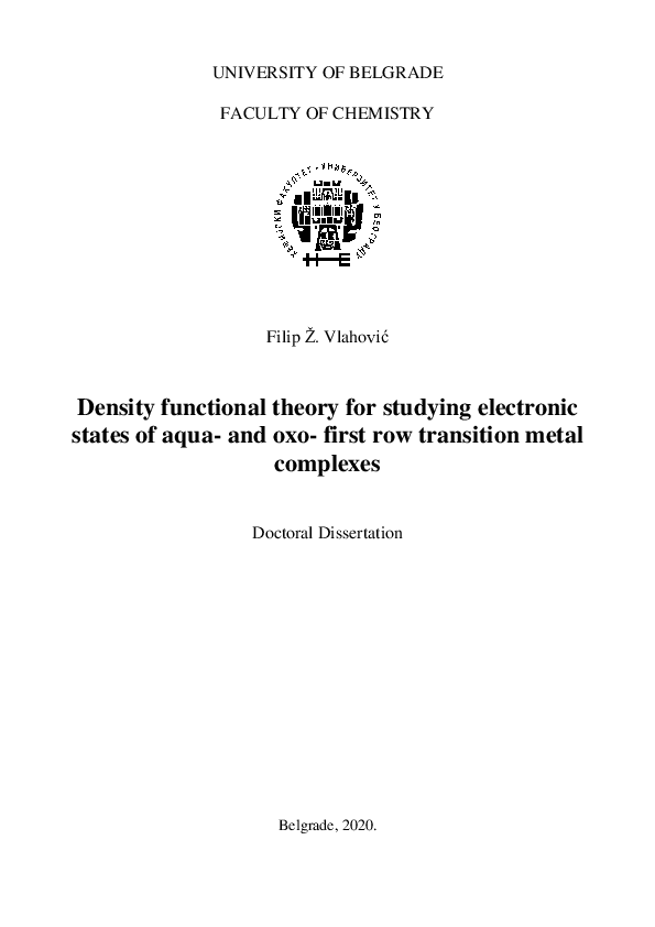 (PDF) Density functional theory for studying electronic states of aqua ...
