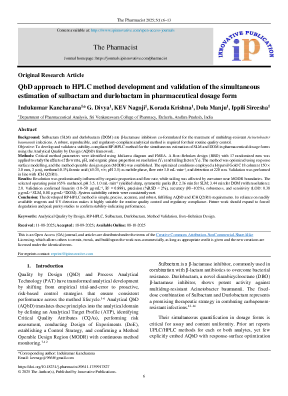 (PDF) QbD approach to HPLC method development and validation of the ...