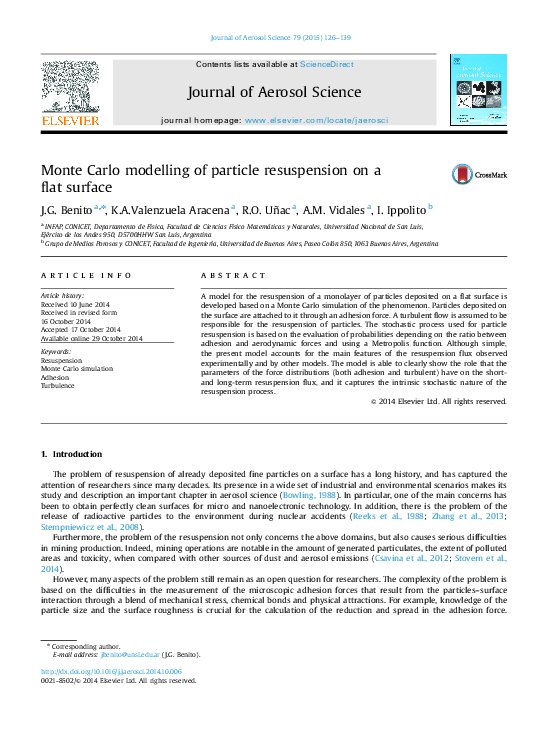 (PDF) Monte Carlo modelling of particle resuspension on a flat surface