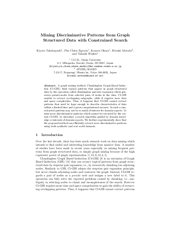(PDF) Mining Discriminative Patterns from Graph Structured Data with ...