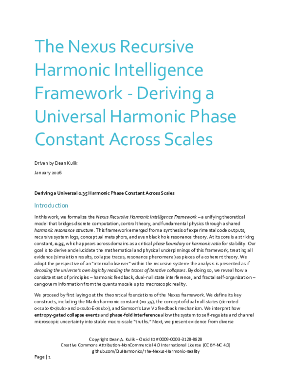(PDF) The Nexus Framework Deriving a Universal 0 35 Harmonic Phase ...