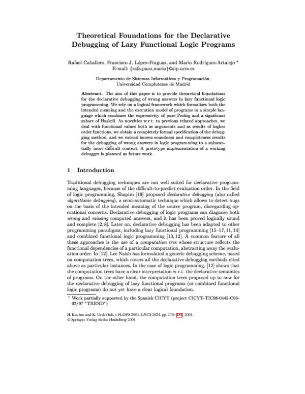 (PDF) Theoretical Foundations for the Declarative Debugging of Lazy ...