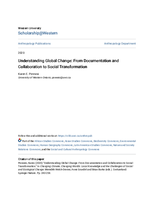 (PDF) Understanding Global Change: From Documentation and Collaboration ...
