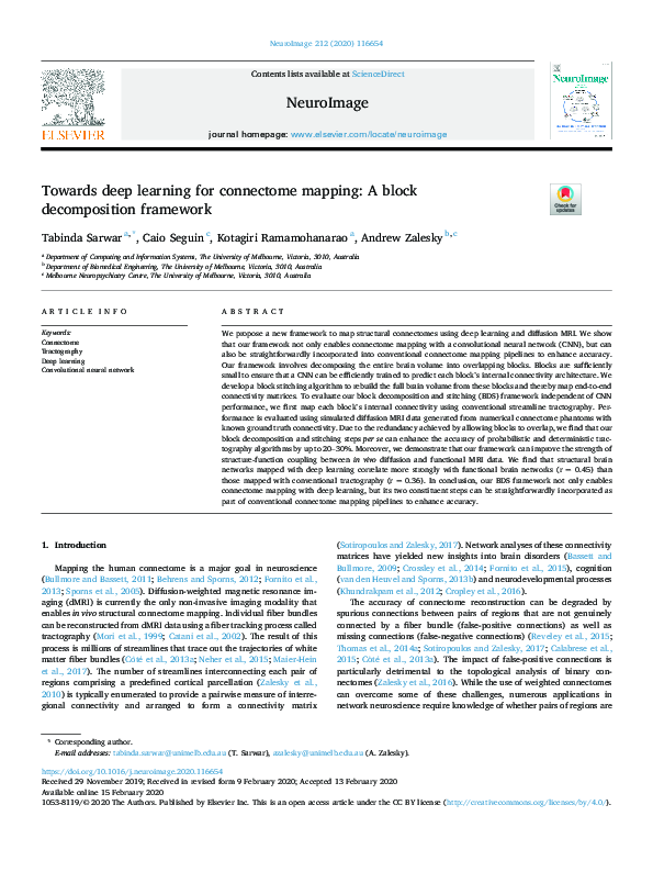 (PDF) Towards deep learning for connectome mapping: A block ...