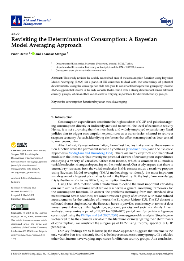 (PDF) Revisiting the Determinants of Consumption: A Bayesian Model ...