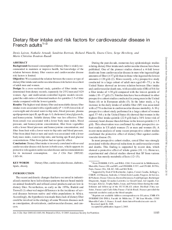 (PDF) Dietary fiber intake and risk factors for cardiovascular disease ...