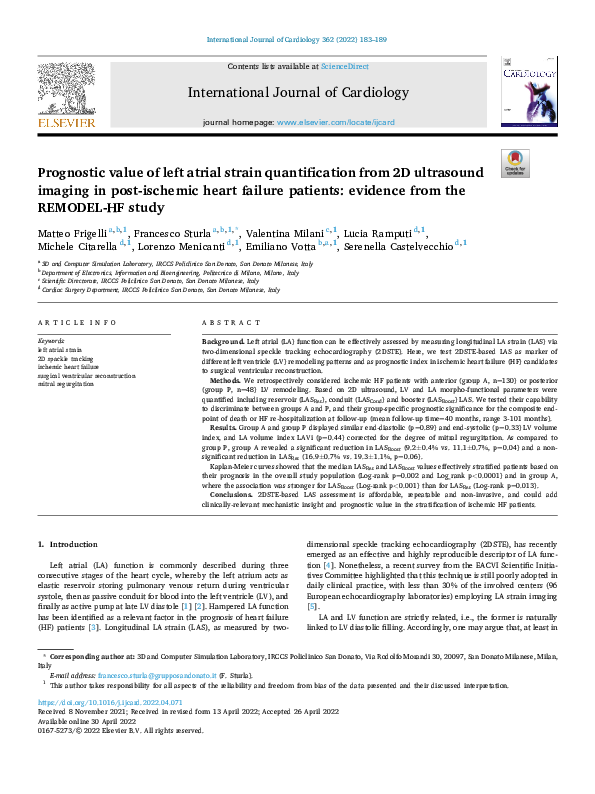 (PDF) Prognostic value of left atrial strain quantification from 2D ...