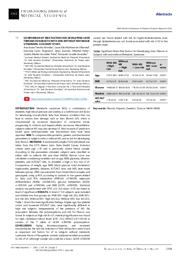 (PDF) Comparison of Risk Factors for Developing Liver Fibrosis in ...