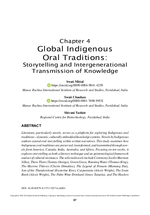 (PDF) Global Indigenous Oral Traditions: Storytelling and ...