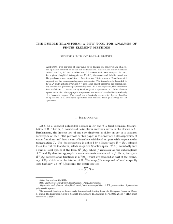 (PDF) The Bubble Transform: A New Tool for Analysis of Finite Element ...