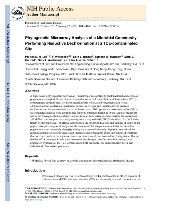 (PDF) Phylogenetic Microarray Analysis of a Microbial Community ...
