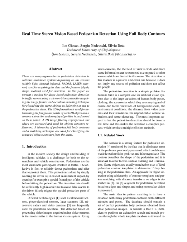 (PDF) Real time stereo vision based pedestrian detection using full ...