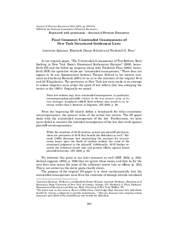 (PDF) Final Comment: Unintended Consequences of New York Structured ...