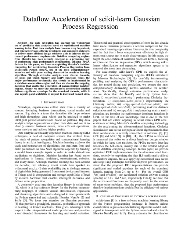 (PDF) Dataflow Acceleration of scikit-learn Gaussian Process Regression