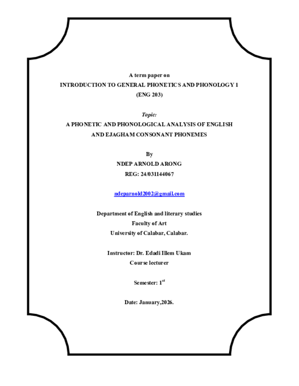 (PDF) A PHONETIC AND PHONOLOGICAL ANALYSIS OF ENGLISH AND EJAGHAM ...