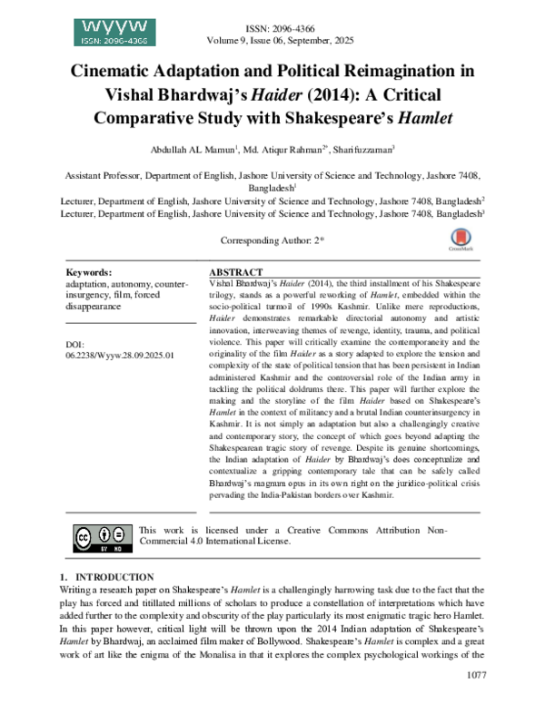 (PDF) Cinematic Adaptation and Political Reimagination in Vishal ...