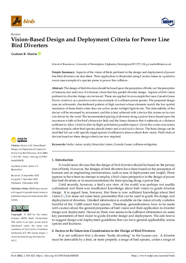 (PDF) Vision-Based Design and Deployment Criteria for Power Line Bird ...