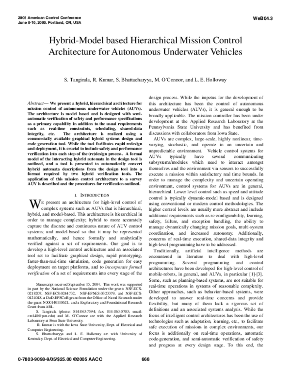 (PDF) Hybrid-model based hierarchical mission control architecture for ...