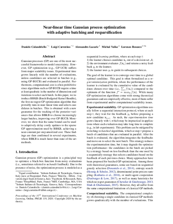 (PDF) Near-linear time Gaussian process optimization with adaptive ...