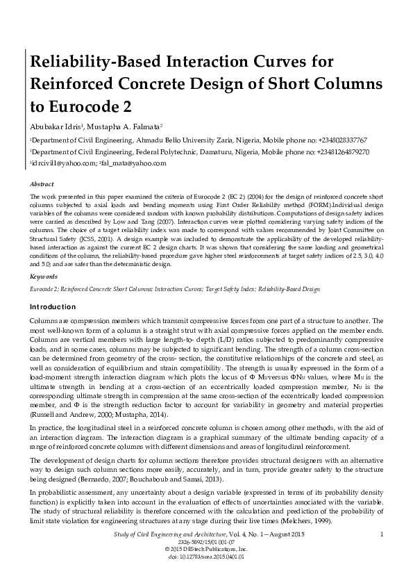 (PDF) Reliability-Based Interaction Curves For Reinforced Concrete ...
