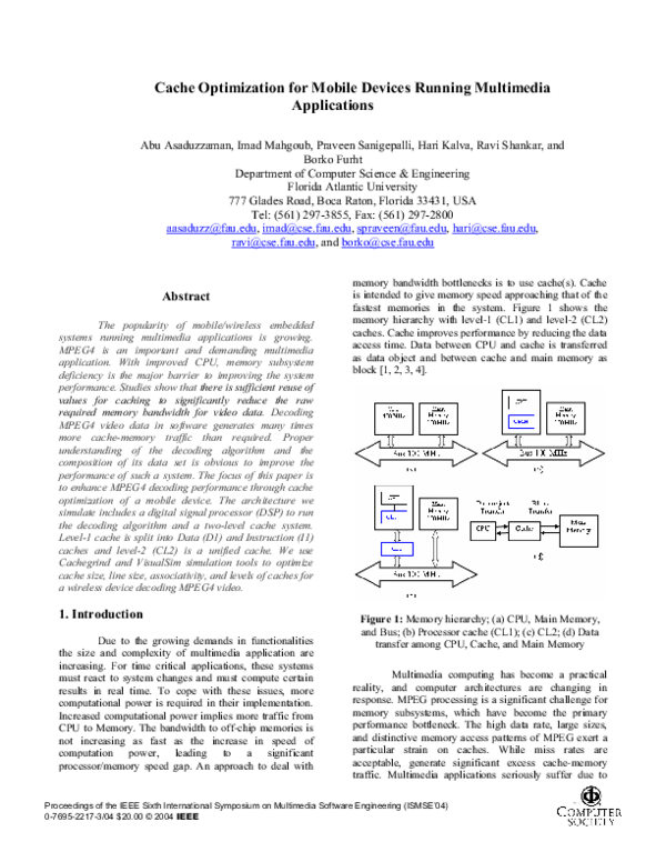 (PDF) Cache Optimization for Mobile Devices Running Multimedia Applications