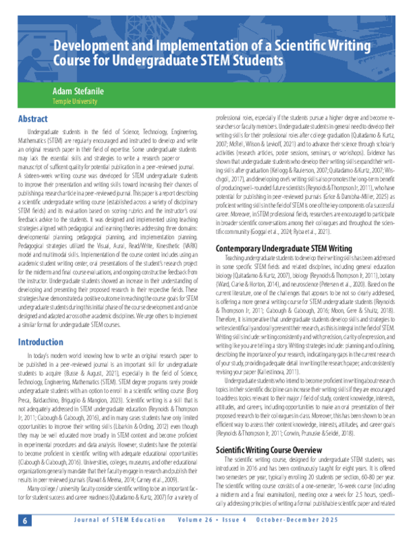 (PDF) Development and Implementation of a Scientific Writing Course for ...