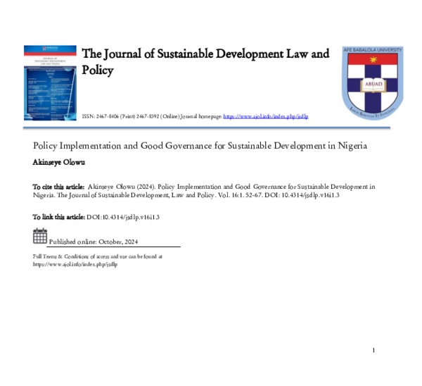 (PDF) Policy Implementation and Good Governance for Sustainable ...