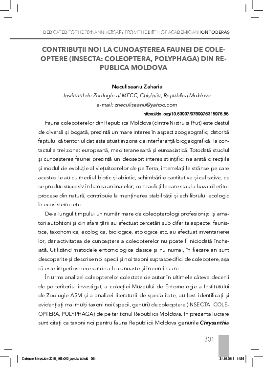 (PDF) Contribuţii noi la cunoaşterea faunei de coleoptere (Insecta ...