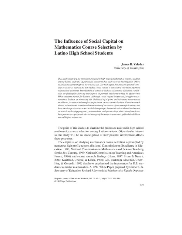 (PDF) The Influence of Social Capital on Mathematics Course Selection ...
