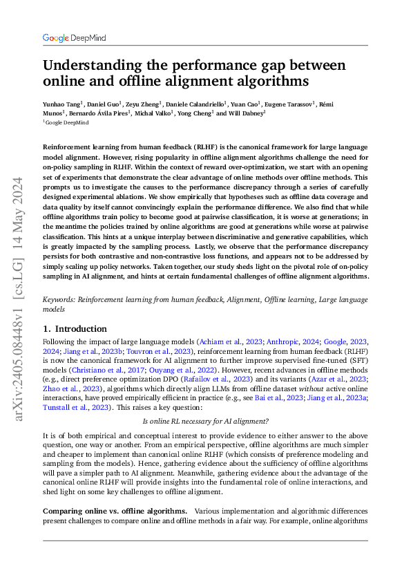 (PDF) Understanding the performance gap between online and offline ...