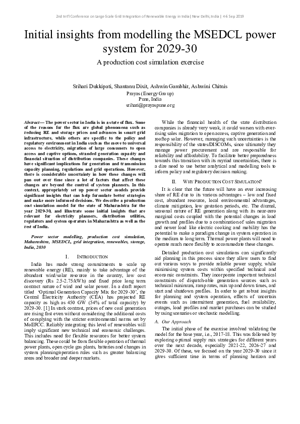 (PDF) Initial insights from modelling the MSEDCL power system for 2029 ...