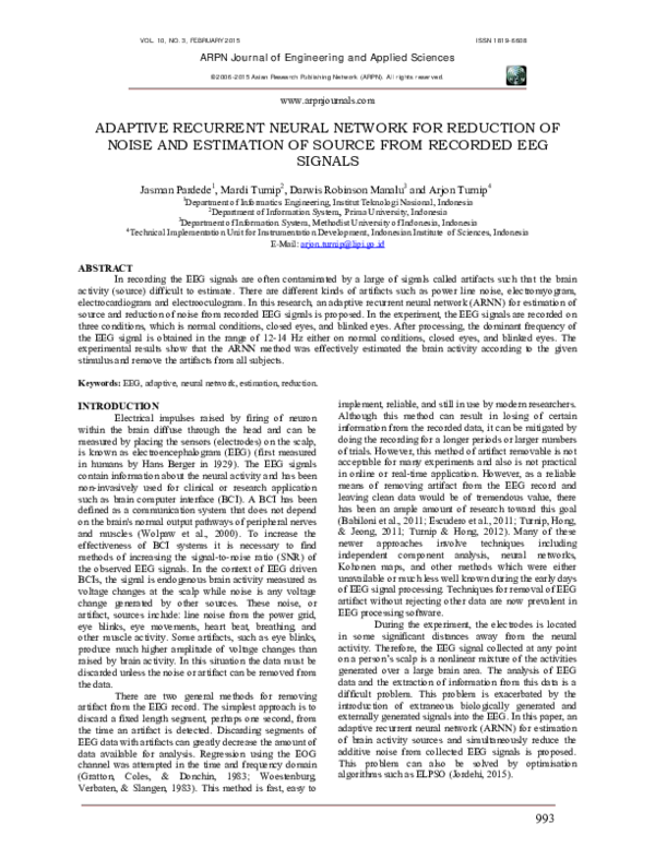 (PDF) Adaptive Recurrent Neural Network for Reduction of Noise and ...