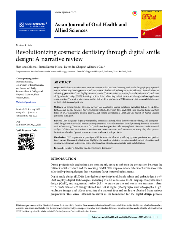 (PDF) Revolutionizing cosmetic dentistry through digital smile design ...