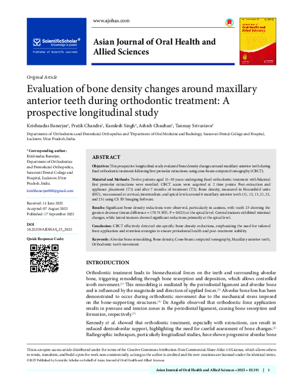 (PDF) Evaluation of bone density changes around maxillary anterior ...