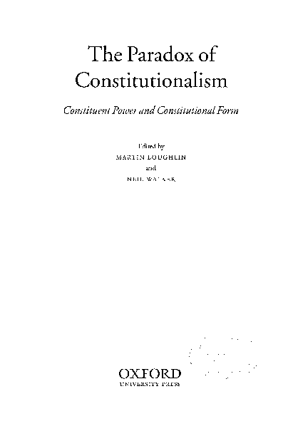 PDF) THE PARADOX OF CONSTITUTIONALISM: CONSTITUENT POWER AND