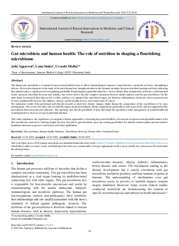 (PDF) Gut microbiota and human health: The role of nutrition in shaping ...
