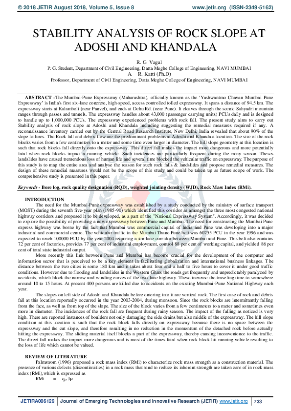 (PDF) Stability Analysis of Rock Slope at Adoshi and Khandala