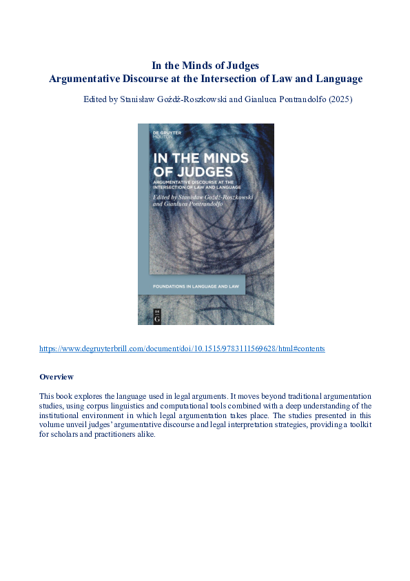 (PDF) In the Minds of Judges. Argumentative Discourse at the ...