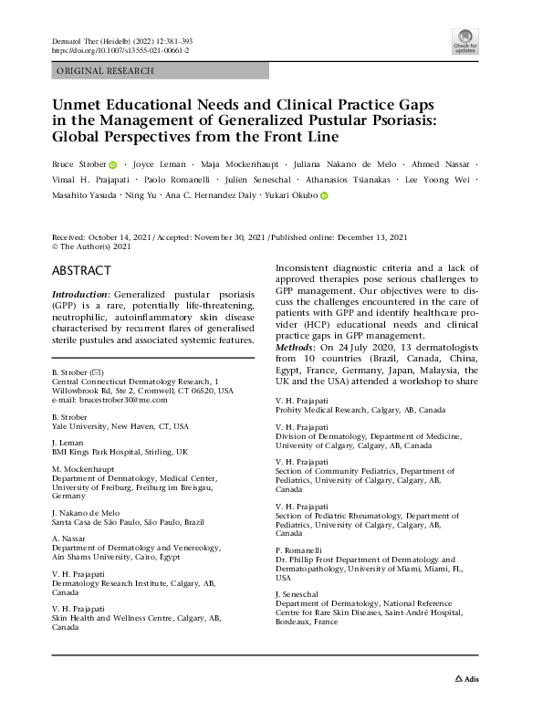 (PDF) Unmet Educational Needs and Clinical Practice Gaps in the ...