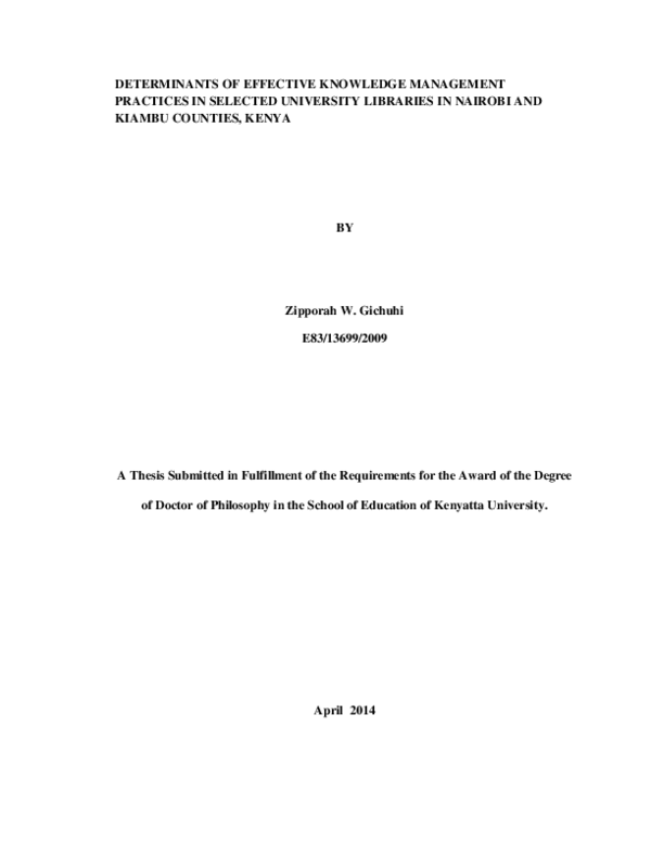 (PDF) Determinants of effective knowledge management practices In ...