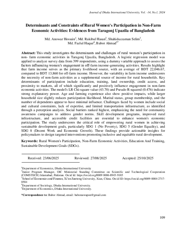 (PDF) Determinants and Constraints of Rural Women's Participation in ...